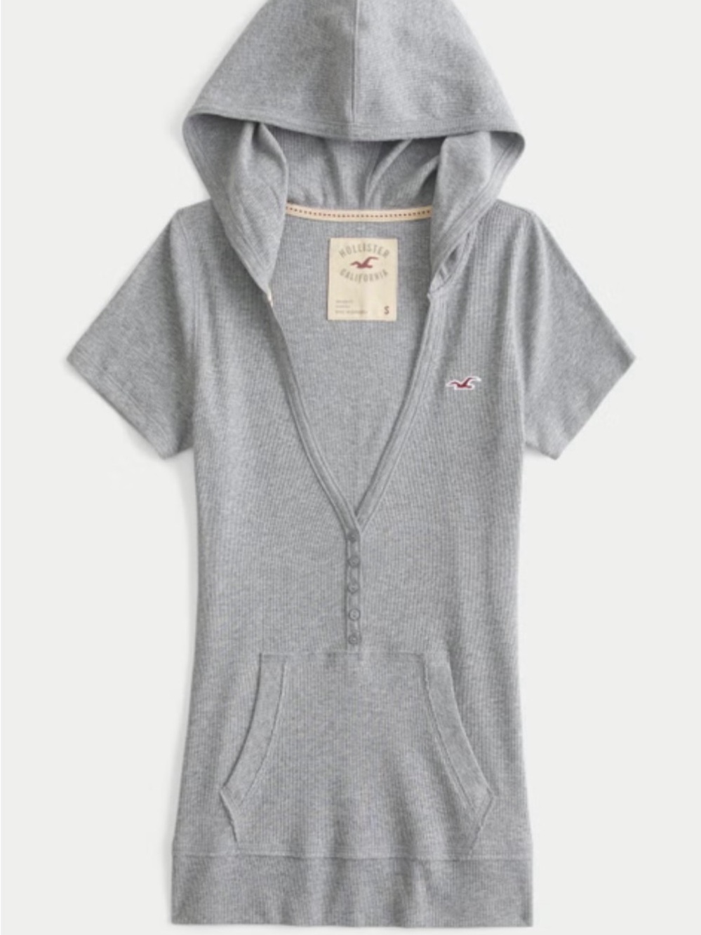 Hollister Girls' Short-Sleeve Hooded Tunic - Gray